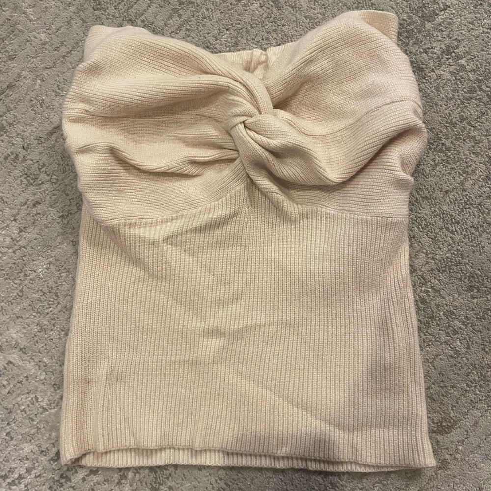 Cream Knitted Tube Top
